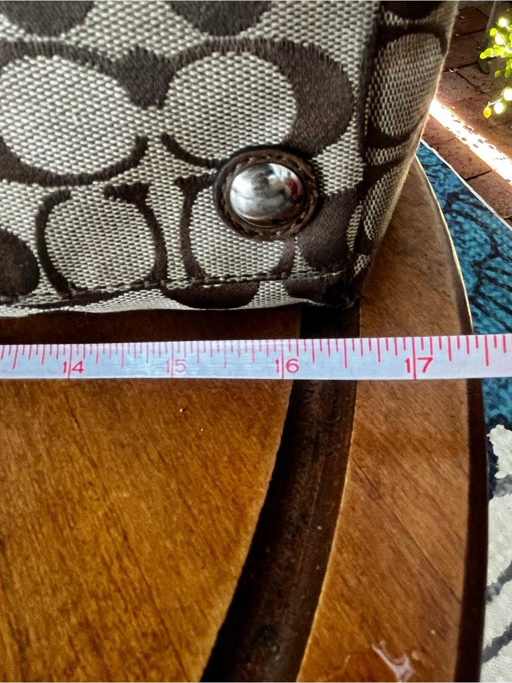 Coach Brown and Cream Signature Canvas Tote with Leather Trim - Picture 9 of 10